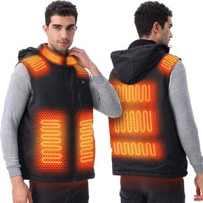 Heated Vest for Men Women, Upgraded Mens Heated Vests with Hoodie, 9 Heating Zones, Battery Pack Not Included