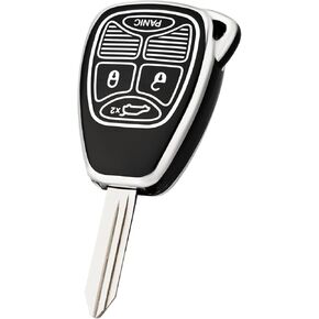 Key Fob Cover for Jeep, Soft TPU Car Key Cover Compatible with 2005-2012 Jeep Liberty 2007-2017 Wrangler Compass Patriot Accessories (Black)