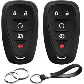 2pcs Compatible with Chevrolet Smart 5 BTS Black Silicone FOB Key Case Cover Protector Keyless Remote Holder for Chevrolet Camaro Cruze Equinox Malibu Limited Sonic Spark Traverse