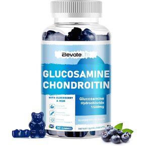 Glucosamine Chondroitin Gummies - Extra Strength Joint Support Supplement with MSM & Elderberry for Natural Joint, Antioxidant Immune Support for Adults, Men & Women 90 Strawberry Gummies