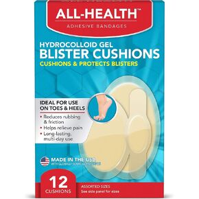 All Health All Health Extreme Hydrocolloid Gel Blister Cushion Bandages, Assorted Sizes Variety Pack, 12 ct | Long Lasting Protection Against Rubbing and Friction for Blisters