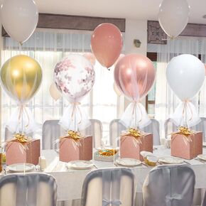 6 Sets 24" Brown Tulle Tutu Balloon with Wood Grain Boxes Baby Bear Party Table Decoration for Bear Baby Shower Table Centerpieces Balloon Tulle Cover for Boy Birthday Gender Reveal