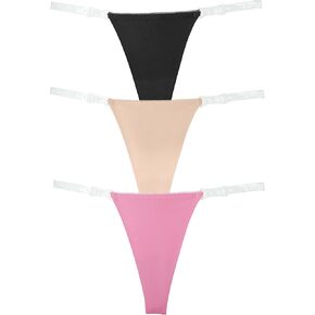 Aivtalk Clear Side Panties for Women Seamless T Back G-string Thong Low Rise Invisible Bikini Underwear Cotton Multipack