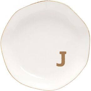 Ceramic Jewelry Tray Initial Ring Dish Personalized J-Monogrammed Engagement Wedding Gifts,Decorative Jewelry Holder for Birthday Mother's Day Christmas for Women, Ceramic White 4.5" (J)