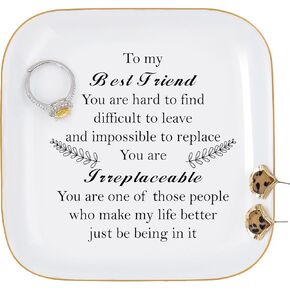 Best Friend Birthday Gifts for Women Jewelry Dish Tray - Good Friends are like four-leaf clovers, hard to find but lucky to have - Gifts for Women Best Friend Birthday Mothers Day Christmas