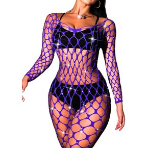 Fishnet Jumpsuit Fits All Size, Rave Outfits Sparkly Rhinestone, Sexy Exotic Dancewear For Women Plus Size