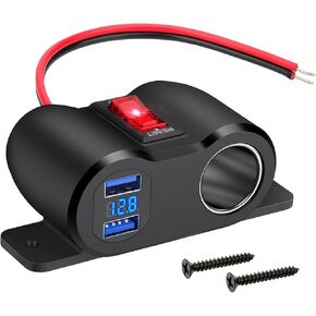 Linkstyle USB Outlet Cigarette Lighter Socket Splitter, Car Charger Splitter with Dual USB A Ports Outlet for 12V/24V Car RV Boat