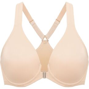 DELIMIRA Women's Front Closure Racerback Bras Plunge Unlined Underwire Full Coverage Seamless Bra B-H Cups