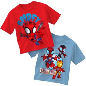 Marvel Spidey and his Amazing Friends Graphic Tees Short Sleeve T Shirts Spidey Graphic Print T Shirt 2 Pack Boys Tees