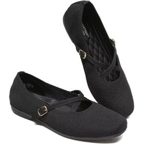 Women's Mary Jane Flats Shoes Ballet Flats with Buckle Strap Soft Work Dress Ballerina Walking Shoes