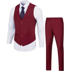 Men's Suit 2 Piece Vest Set Slim Fit Dress Suit Casual Suit Waistcoat Pant
