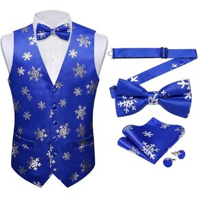 DiBanGu Mens Christmas Suit Vest Festive Xmas Dress Waistcoat and Bowtie Set Vacation Holiday Dress Vest for Tuxedo Party