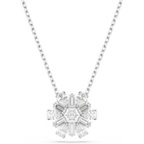 Swarovski Idyllia Pendant, Mixed Cuts, Snowflake, Clear, Rhodium Finished