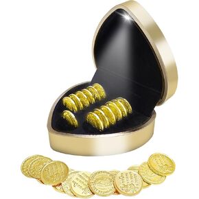 Wedding Arras Coins Set,Arras De Boda Catolica,Arras Para Boda Catolica Decoracion 13 Coins and Gold LED Light Wedding Memory Gift Box,Arras De Boda Cristiana,Spanish Mexican Unity Ceremony Ideas