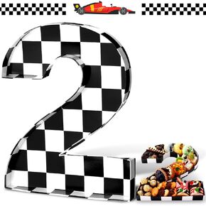Mifoci 13.7" Race Car Cardboard Fillable Number Box for Charcuterie Fast Birthday Party Decor 1st 2nd 3rd 5th Number Shaped Box Black and White Checkered Snack Paper Mache Tray for Party Supplies (1) in Kuwait