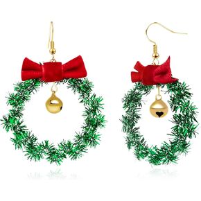 Artlunar Christmas Earrings-Xmas Holiday Dangle Earrings for Women Christmas Tree Snowflake Bow Bells Earrings Christmas Accessory