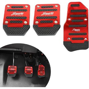 3 PCS Car Foot Pedal Accelerated Brake Board, Manual Shield Pedal Set, Non-Slip Metal Striped Pedal Kit, Universal for Most Cars (Blue)