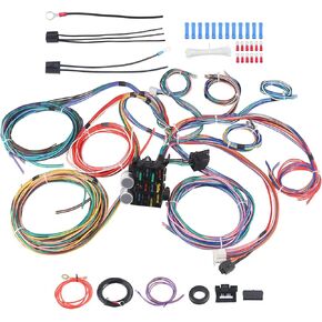 Extra Long Wires 12 Circuit Wiring Harness Kit, Have More Functions Universal Fuses Wire Harness, Standalone Wiring Harness Compatible with Ford Chevy Mopar GM Hot Rod Rat Rod Truck and More