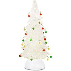 RAZ Imports 2022 Holiday Water Lanterns 12" Lighted Clear Tree with Jingle Bells and Swirling Glitter