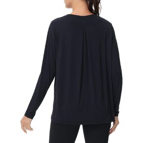 MCEDAR Women's Long Sleeve Workout Tops Loose Fit Pleated Back Lightweight Athletic Yoga Running Gym Shirts Crewneck Tee