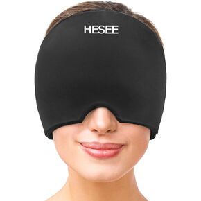 Migraine Relief Cap, Headache Relief Hat for Migraine Cap, Hot and Cold Therapy, Headache Eyes Mask for Stress Relief, Ice Pack Head Wrap for Sinus, Puffy Eyes, Tension,Black