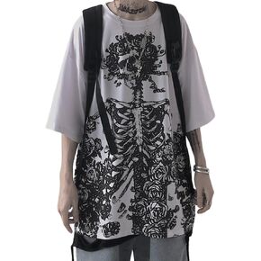 Women Men Y2K T Shirt Skeleton Emo Grunge Oversized Gothic Tee Graphic Streetwear Techwear Alt Baggy Dark Academia