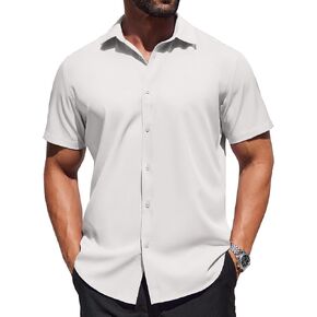 COOFANDY Mens Dress Shirts Button Down Short Sleeve Shirt Lightweight Wrinkle Free Business Casual Shirts