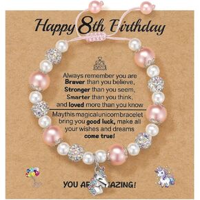 Kvekstio Unicorn Gift Happy Bday Bracelet with Unicorn Charm Gift for 3 4 5 6 7 8 9 10 Years Old Daughter Granddaughter Niece in Saudi Arabia