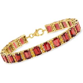 Ross-Simons 25.00 ct. t.w. Garnet Bracelet With 2.00 ct. t.w. Citrines in 18kt Gold Over Sterling. 7 inches