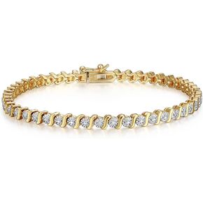 Amazon Essentials Diamond Accent S-Link Swirl Tennis Bracelet, 7.25" (previously Amazon Collection)