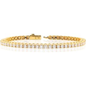 Moissanite Tennis Bracelet 8.25-10.25 Carat Total, 3mm-4mm D Color VVS1 Clarity, Lab Grown Round Cut Moissanite | U-Shape Setting | 7.0 Inch 24K Yellow Gold or Rhodium Plated over Sterling Silver Moissanite Bracelet For Women, Classic Gift