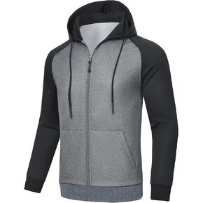YuKaiChen Men's Full Zip Hooded Sweatshirt Contrast Color Jacket Hoodies with Kangaroo Pockets