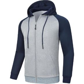 YuKaiChen Men's Full Zip Hooded Sweatshirt Contrast Color Jacket Hoodies with Kangaroo Pockets