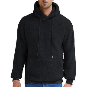 Aimeilgot Mens Hoodie Sherpa Fuzzy Soft Casual Sweatshirts Long Sleeve Classic Pullover Drawstring Hooded Outwear with Pocket