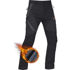 TACVASEN Men's Skiing Snow Pants Fleece Lined Waterproof Pants Winter Insulated Hiking Pant for Outdoor Work Hunting