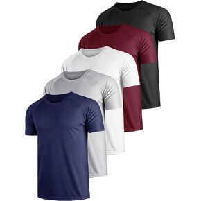 5 Pack Men's Mesh Dry Fit Moisture Wicking Quick Dry Tech Performance Shirts Workout Gym Short Sleeve