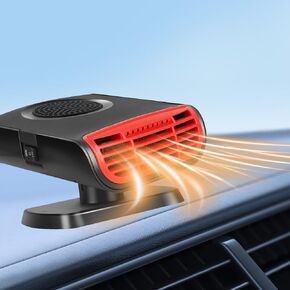 12V 150W Car Heater, Portable Electronic Auto Fan Heater 2 in 1 Heating & Cooling Function Fast Heating Car Defrost Defogger Auto Heater Fan Plug (Red & Black)