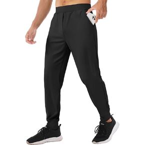 Aolesy Men's Joggers Sweatpants Pants with Zipper Pockets Tapered Track Athletic Slim Fit Pants for Workout, Golf, Running