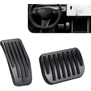 2 PCS Car Anti-Slip Pedal Pads, Aluminum Alloy Brake and Accelerator Pedal Covers, Car Foot Pedal Pads Set Accessories, Compatible with 2019-2024 Tesla Model 3/Y (Red)
