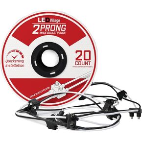 Wire Harness Roll 20 Count - 6" Spacing on Lead, 2-Prong Double Male Bullet Plugs 18 AWG, for LED Marker Lights Truck Trailer Semi-Truck