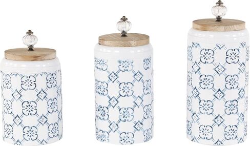 Deco 79 Metal Floral Decorative Jars, Set of 3 12", 10", 9"H, Blue in Saudi Arabia