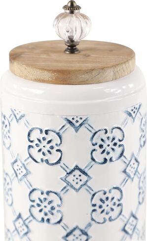 Deco 79 Metal Floral Decorative Jars, Set of 3 12", 10", 9"H, Blue in Saudi Arabia