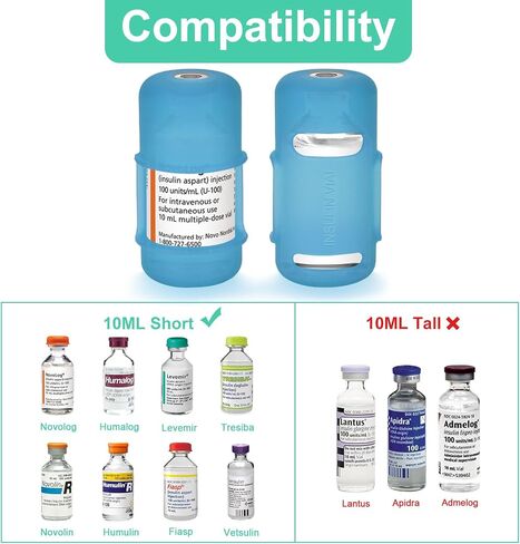 Insulin Vial Protector Case for 10ML Short Vials (Novolog/Humalog/Humulin), Anti-Break Insulin Case Holder, Convenient Insulin Bottle Protector Sleeve for Diabetic Travel - Blue in Kuwait
