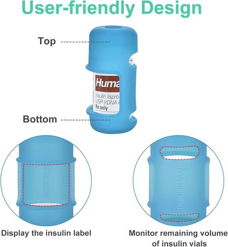 Insulin Vial Protector Case for 10ML Short Vials (Novolog/Humalog/Humulin), Anti-Break Insulin Case Holder, Convenient Insulin Bottle Protector Sleeve for Diabetic Travel - Blue in Kuwait