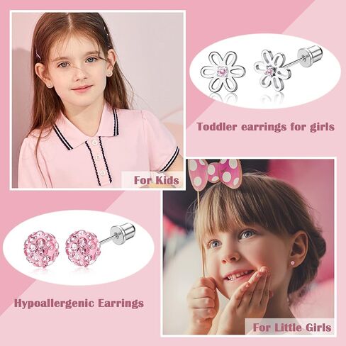 LOYALLOOK 12 Pairs Hypoallergenic Screwback Earrings for Women 316L Stainless Steel Cute Ball Heart CZ Screw Back Earring Studs Multicolored Star Flower Butterfly Turtle Stud Earrings Set 20G in Saudi Arabia