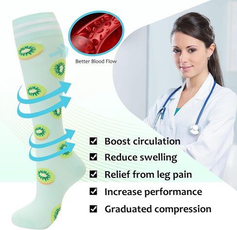 fenglaoda Compression Socks for Women Men Support Circulation 6 Pairs Socks For Nurse, Travel, Flight in Saudi Arabia