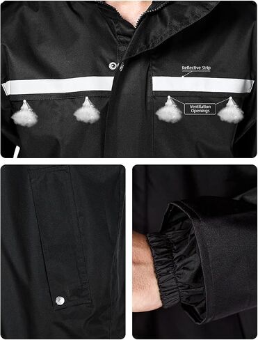 iCreek Raincoat Waterproof Long Rain Jacket Lightweight Rainwear Reflective with Packable Hood for Men Women Adults in Saudi Arabia