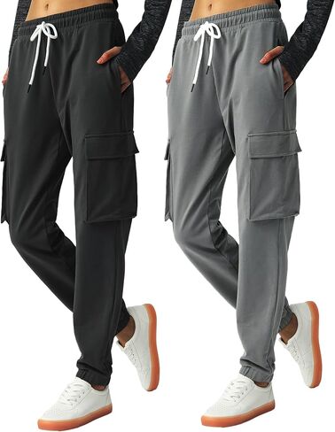 SPECIALMAGIC Women's Cargo Sweatpants 2 Pack Cotton Athletic Joggers 4 Pockets Sporty Pants in Saudi Arabia