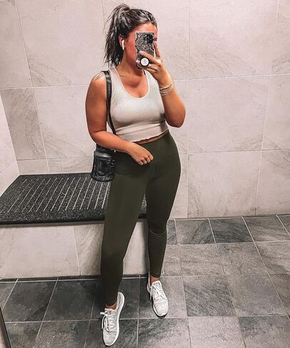 HeyNuts Essential Leggings, High Waisted Compression Soft Pants Workout Athletic Yoga Pants 25" in Kuwait