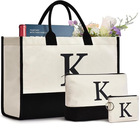 Gifts For Women Personalized Initial Tote Bag Birthday Gifts For Women Her Mom Teacher Friend Sister Christmas Gifts in Kuwait